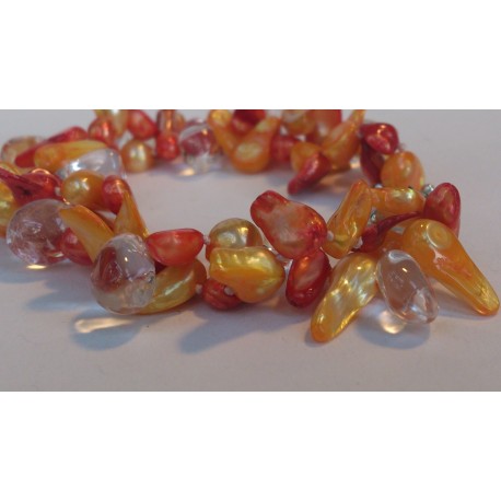 Two strand yellow-orange braclet with crystals Two strand yellow-orange braclet with crystals
