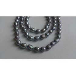 Grey pearls long necklace