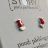 Red tulip silver stud earrings