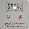 Red tulip silver stud earrings
