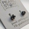 Zircon ball screw silver stud earrings