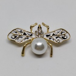 White-gold bee brooch