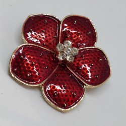 Red flower brooch