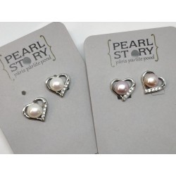 Big pearl heart earrings